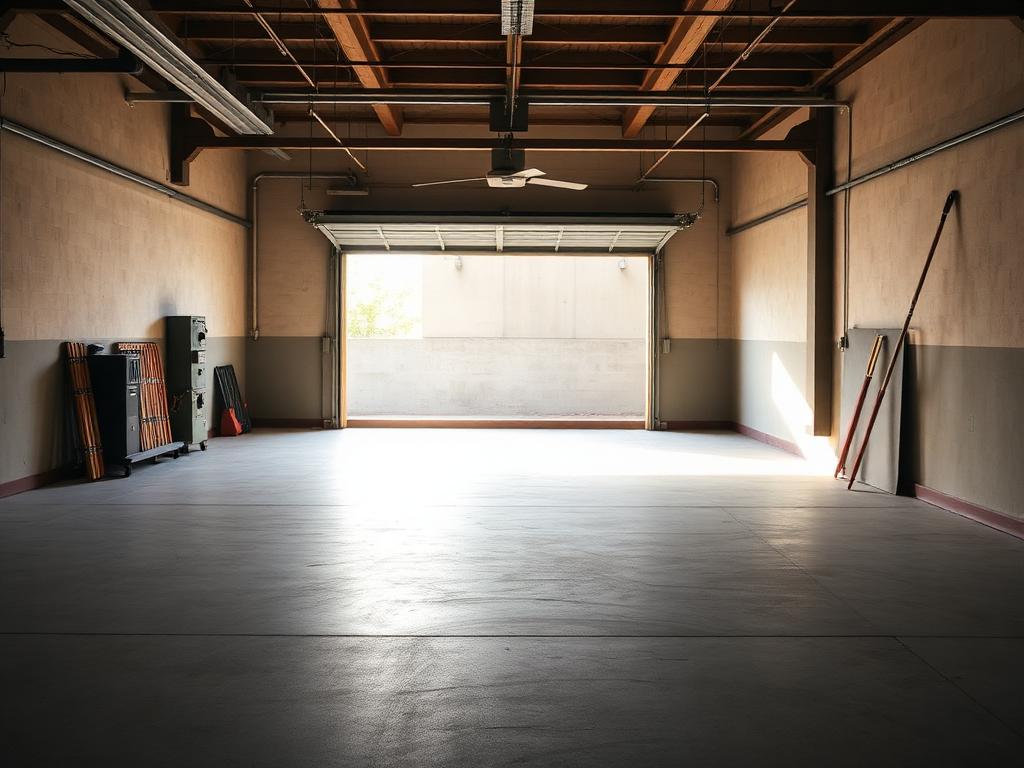 An emptied and swept garage after a Summit Haul & Clear cleanout